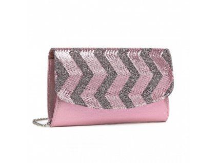 Večerní kabelka psaníčko do ruky a přes rameno růžová Miss Lulu LP2311 PK ModexaStyl (3)